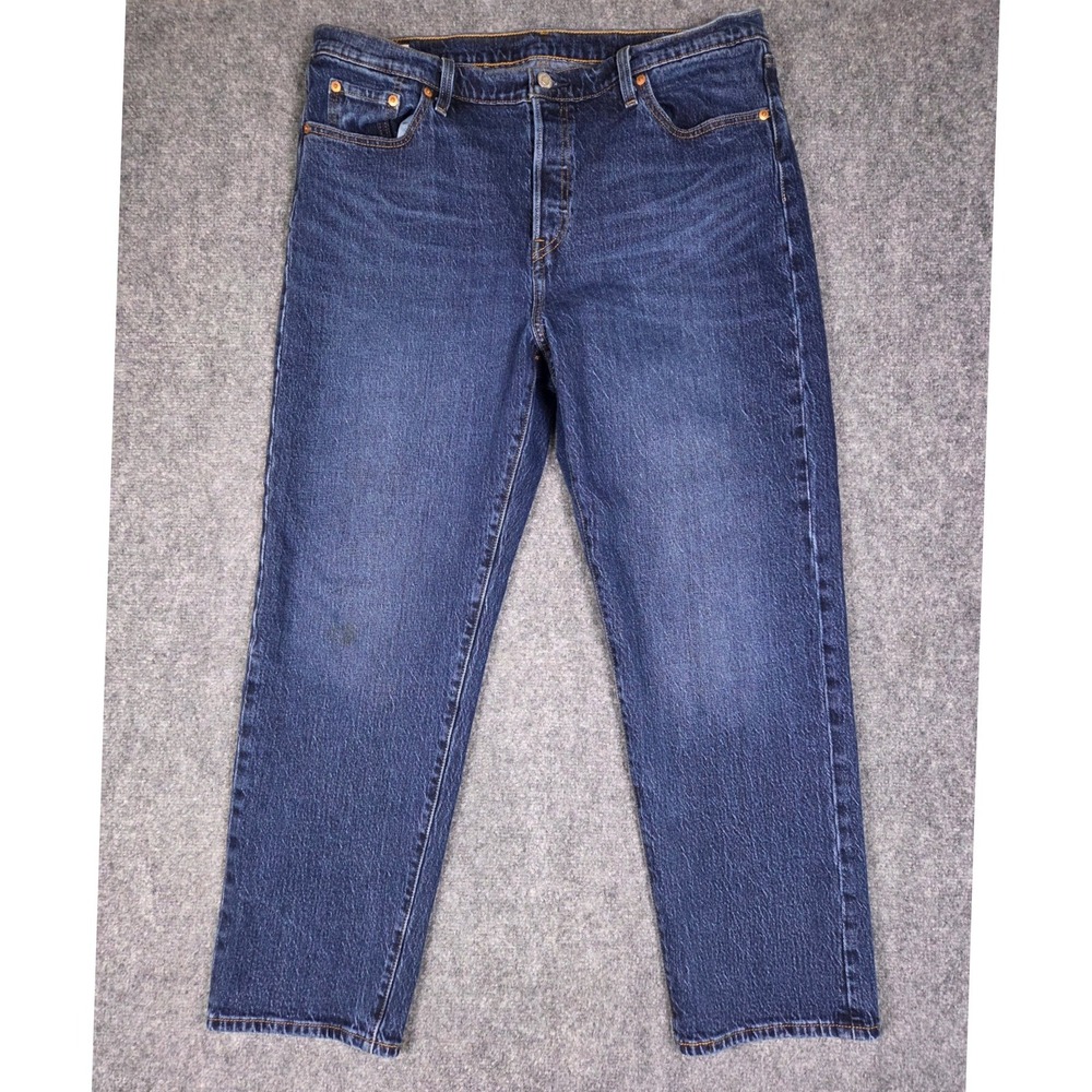 Levi's 501 Premium Straight Leg Jeans Mens 37x27 Dark Wash Blue Button Fly